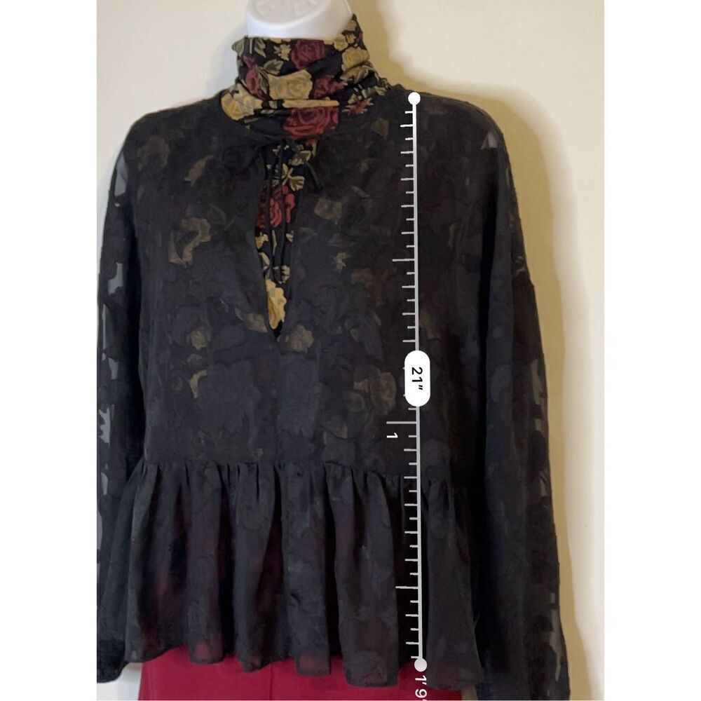 Gothic Romantic Sheer Floral Blouse Women’s SMALL - Picture 4 of 7